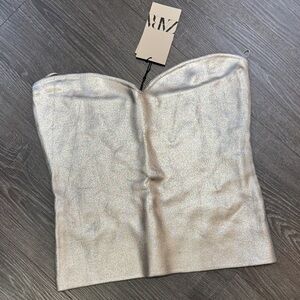 Zara Metallic Silver Bustier